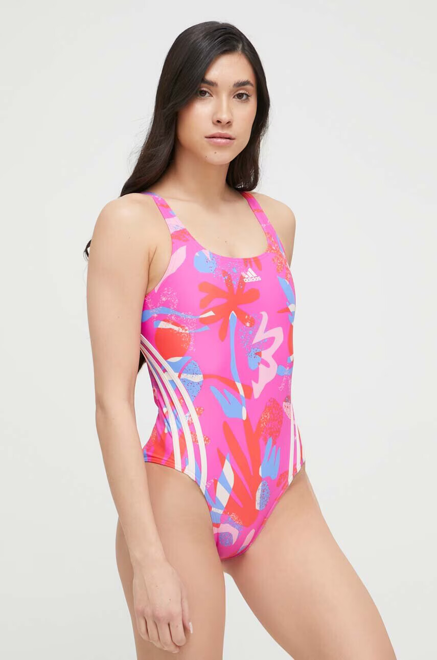 adidas Performance Цял бански Floral в розово с мека чашка - Pepit.bg