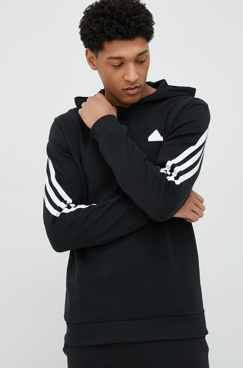 adidas Суичър в черно с качулка с принт - Pepit.bg
