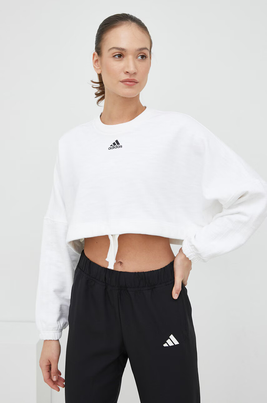 adidas Суичър в бяло с изчистен дизайн - Pepit.bg