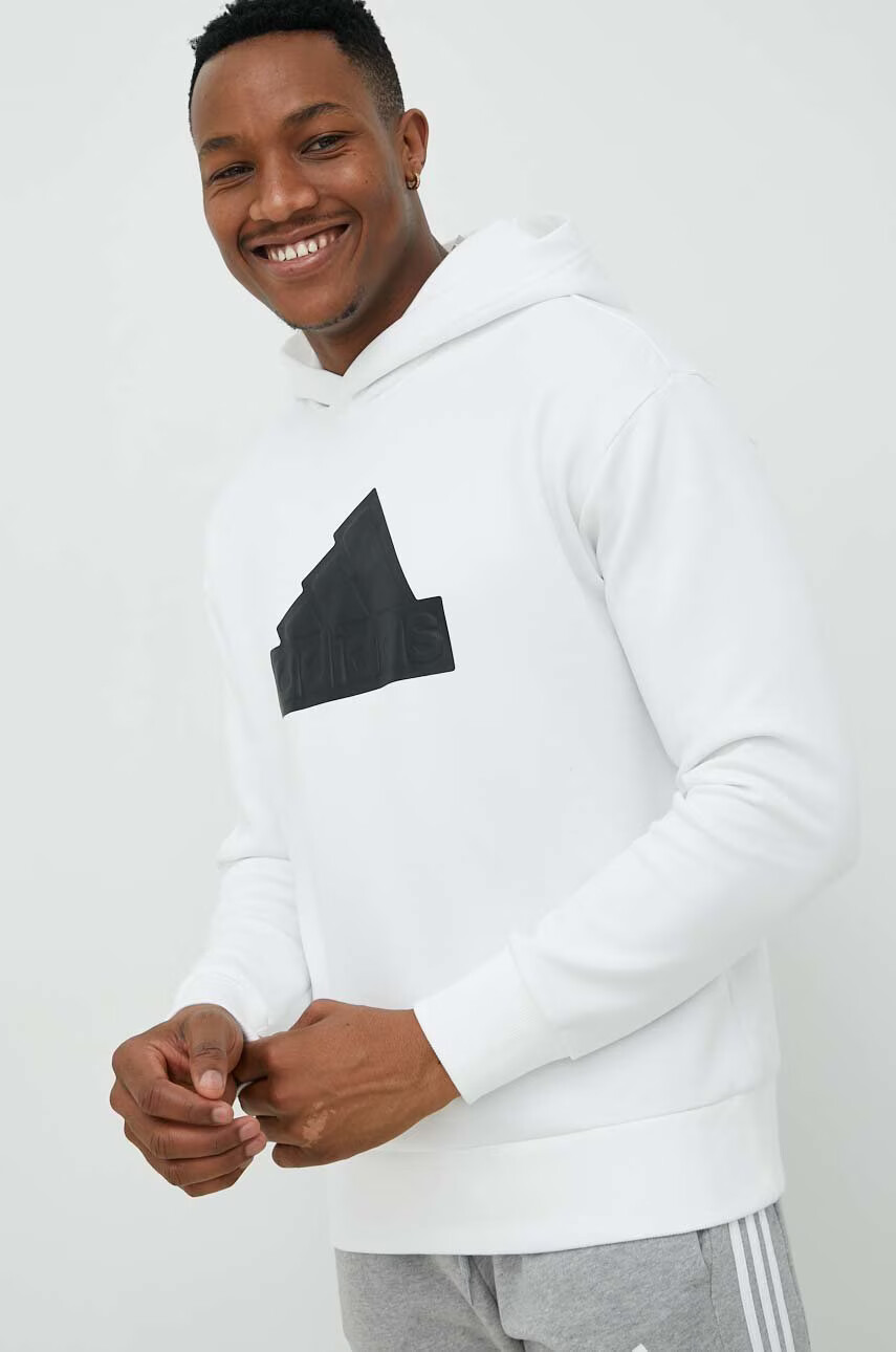 adidas Суичър в бяло с качулка с принт - Pepit.bg