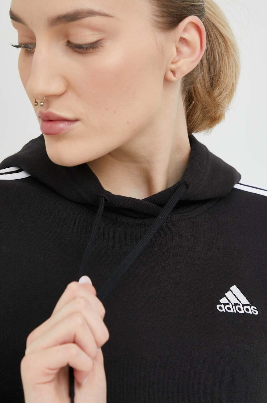 adidas Суичър В черно с качулка с десен - Pepit.bg