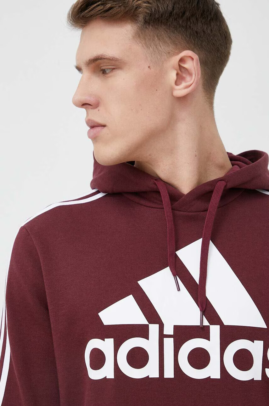 adidas Суичър в бордо с качулка с принт - Pepit.bg