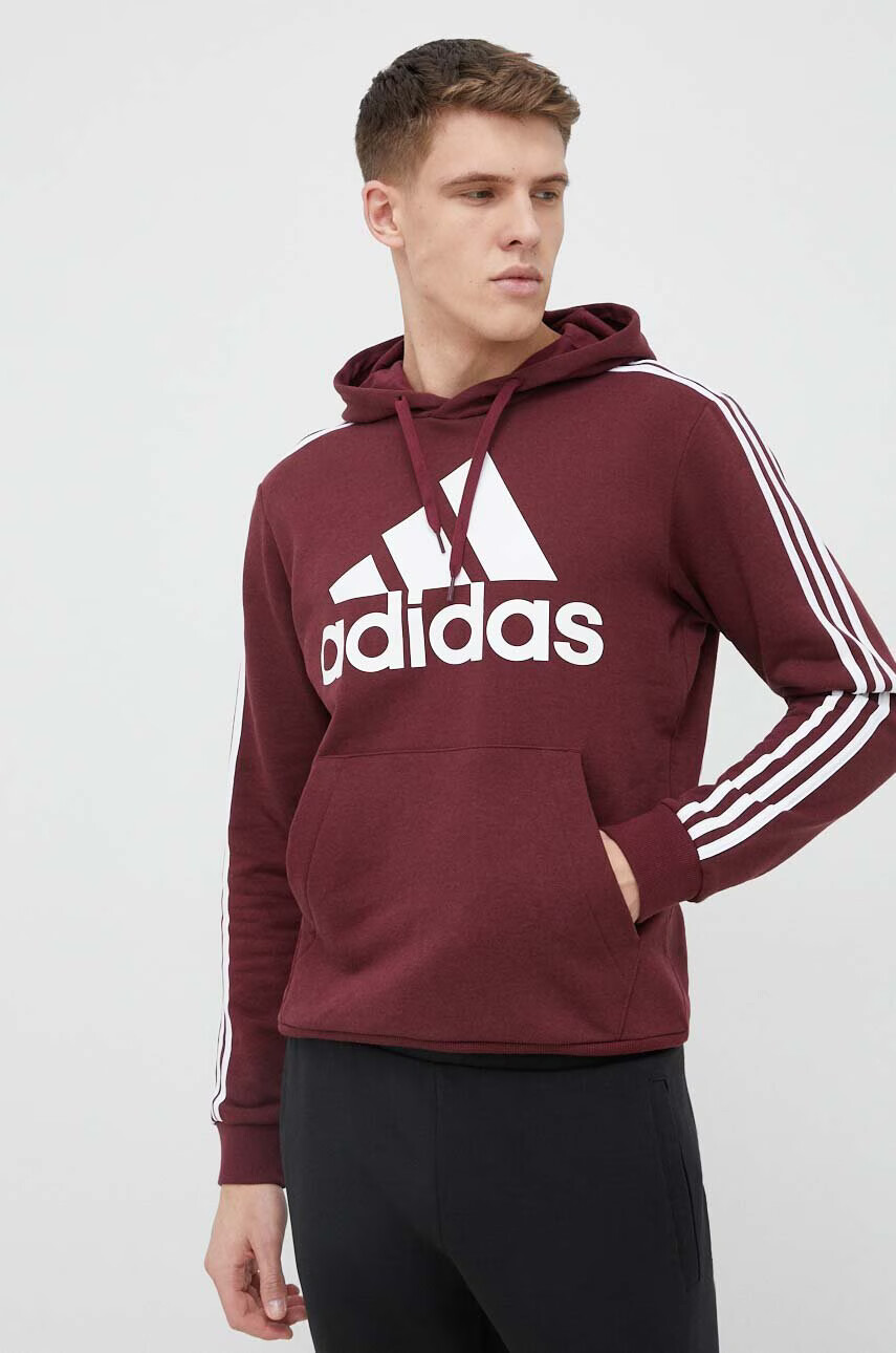 adidas Суичър в бордо с качулка с принт - Pepit.bg