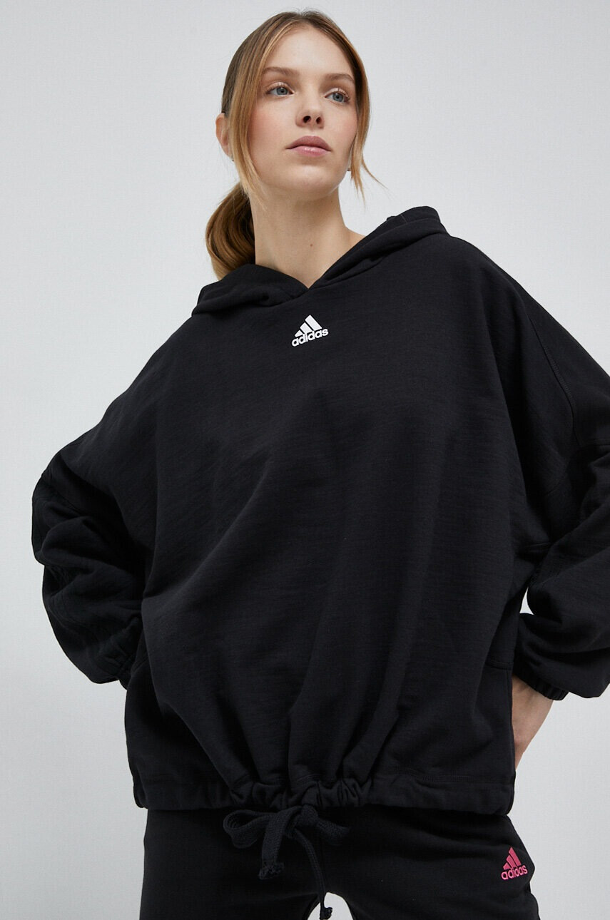 adidas Суичър в черно с качулка с изчистен дизайн - Pepit.bg