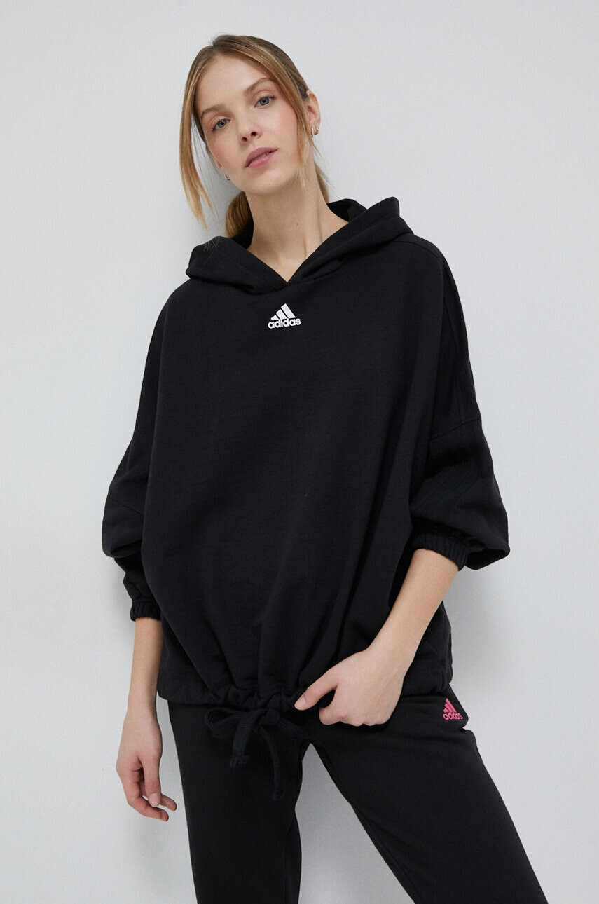 adidas Суичър в черно с качулка с изчистен дизайн - Pepit.bg