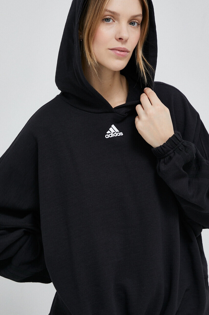 adidas Суичър в черно с качулка с изчистен дизайн - Pepit.bg