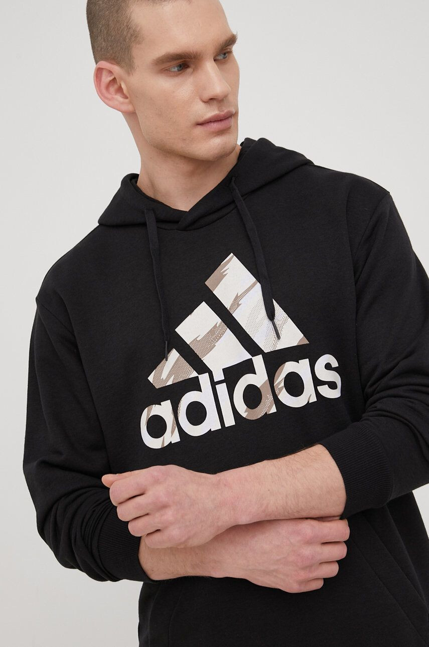 adidas Суичър HE4374 мъжка в черно с принт - Pepit.bg