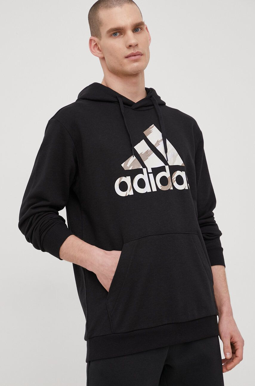 adidas Суичър HE4374 мъжка в черно с принт - Pepit.bg