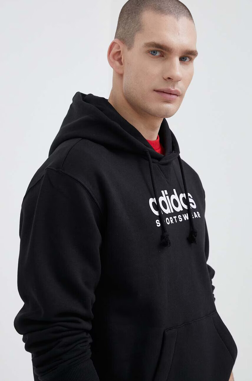 adidas Суичър в черно с качулка с принт - Pepit.bg