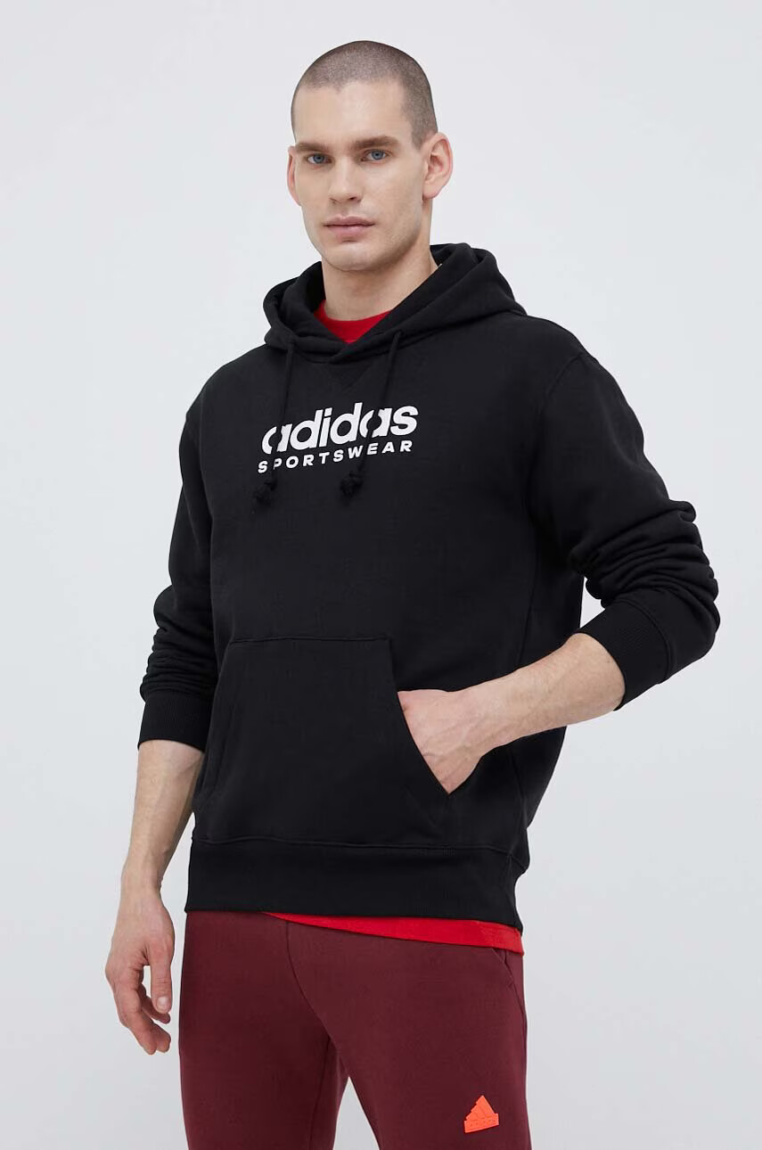 adidas Суичър в черно с качулка с принт - Pepit.bg