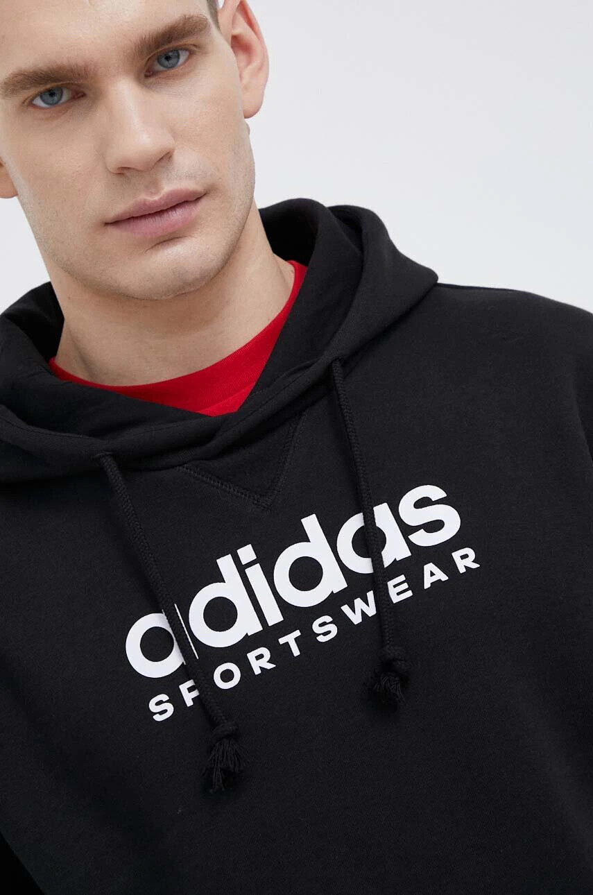 adidas Суичър в черно с качулка с принт - Pepit.bg