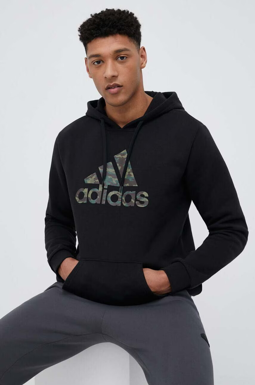 adidas Суичър в черно с качулка с десен - Pepit.bg