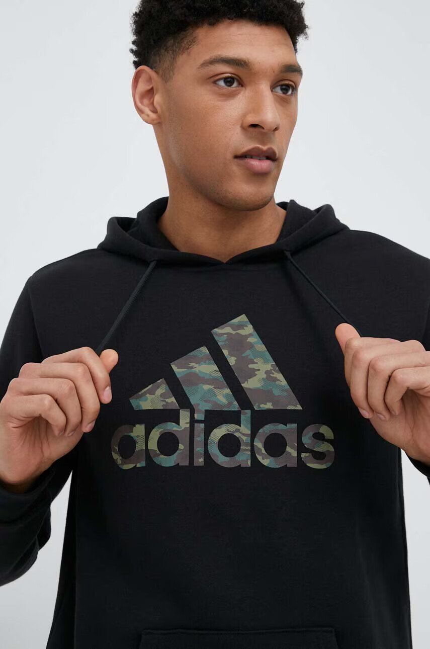 adidas Суичър в черно с качулка с десен - Pepit.bg
