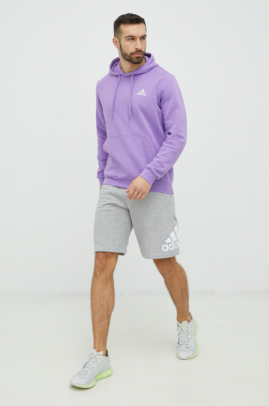 adidas Суичър в лилаво с качулка с принт - Pepit.bg
