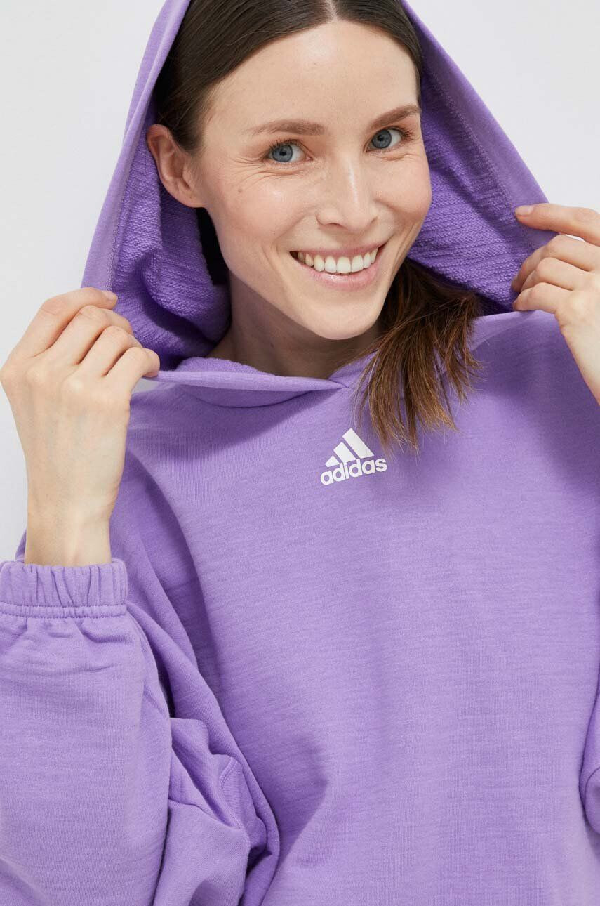 adidas Суичър в лилаво с качулка с изчистен дизайн - Pepit.bg