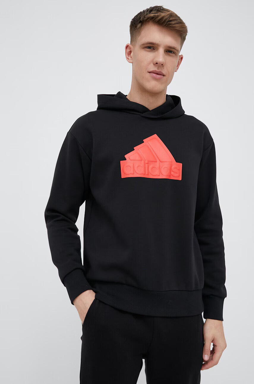 adidas Суичър в черно с качулка с принт - Pepit.bg