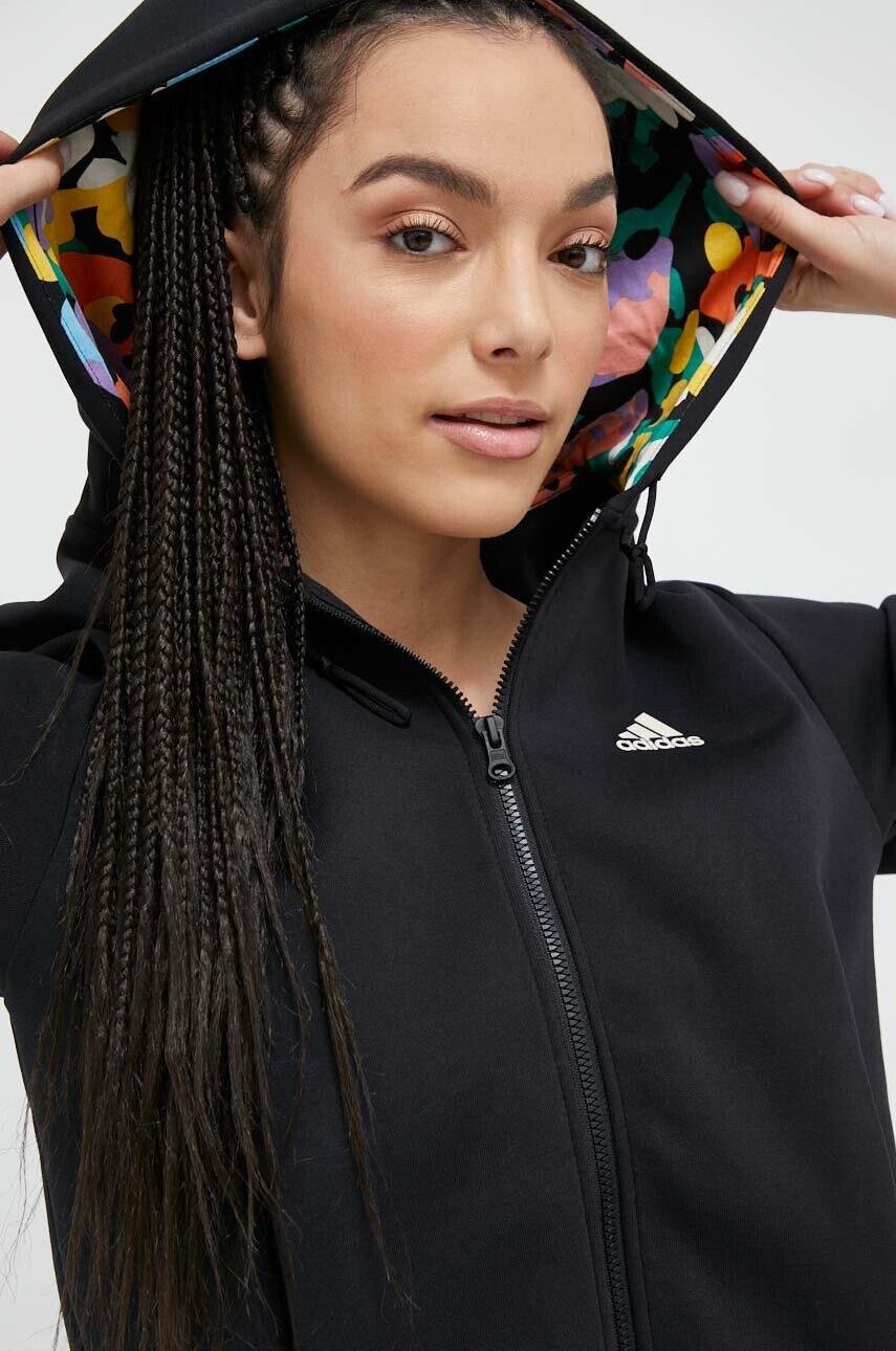 adidas Суичър в черно с качулка с десен - Pepit.bg