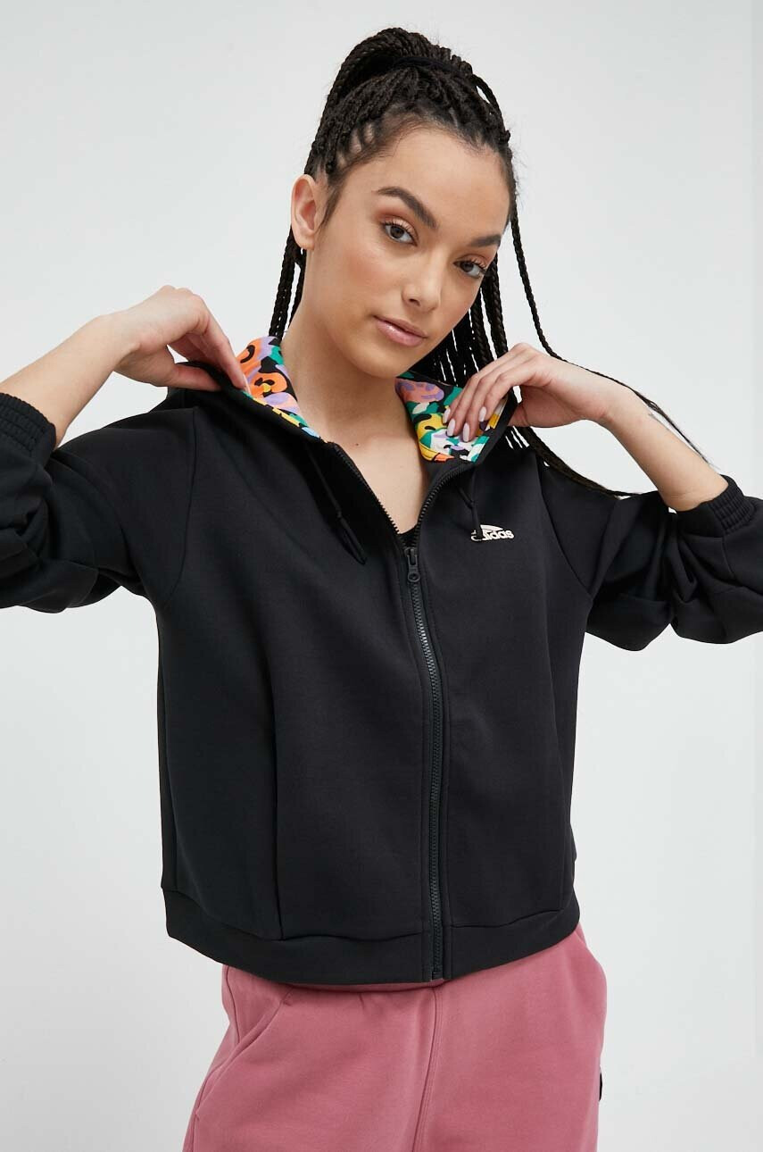 adidas Суичър в черно с качулка с десен - Pepit.bg