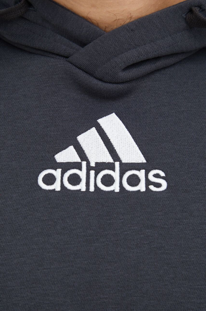 adidas Суичър в сиво с качулка с изчистен дизайн - Pepit.bg