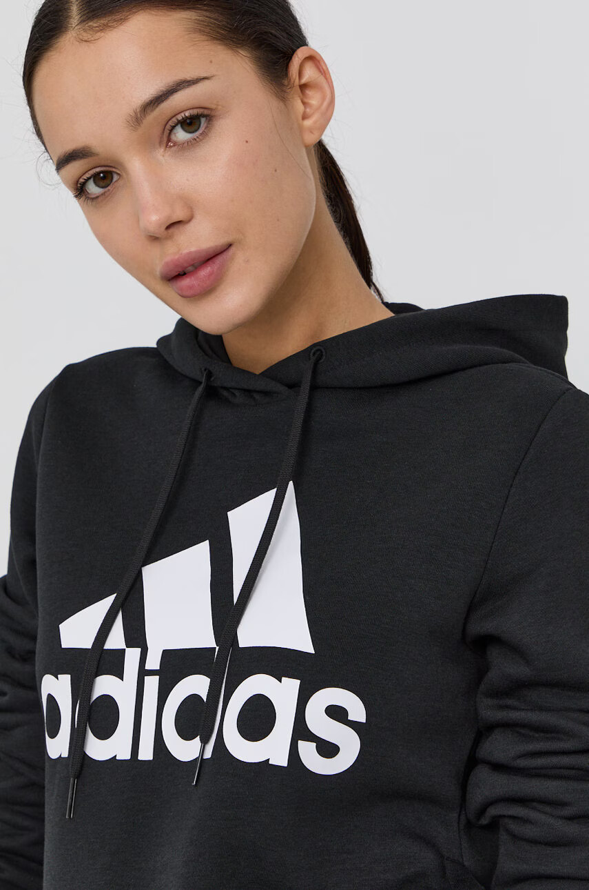 adidas Суичър GL0653 дамски в черно с принт - Pepit.bg