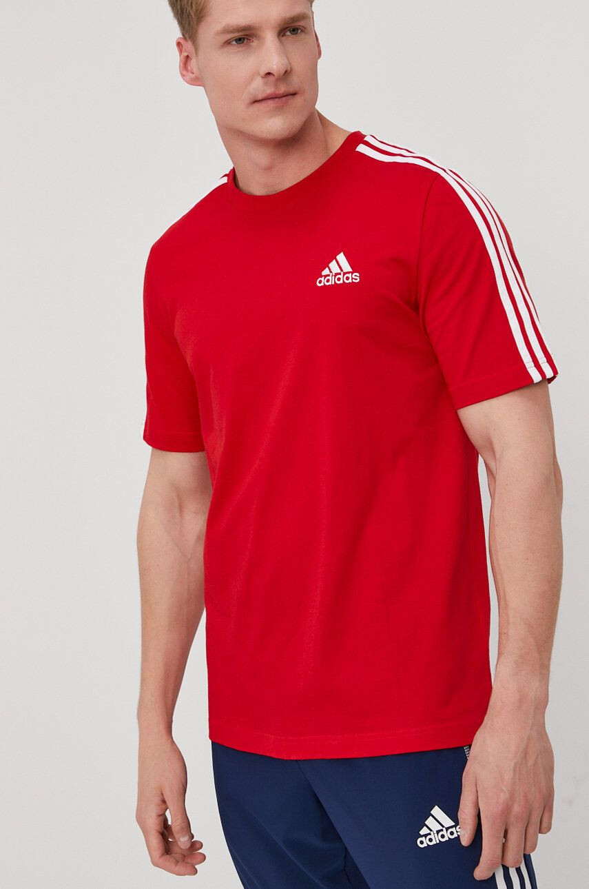 adidas Тениска GL3736 мъжка в червено с апликация - Pepit.bg