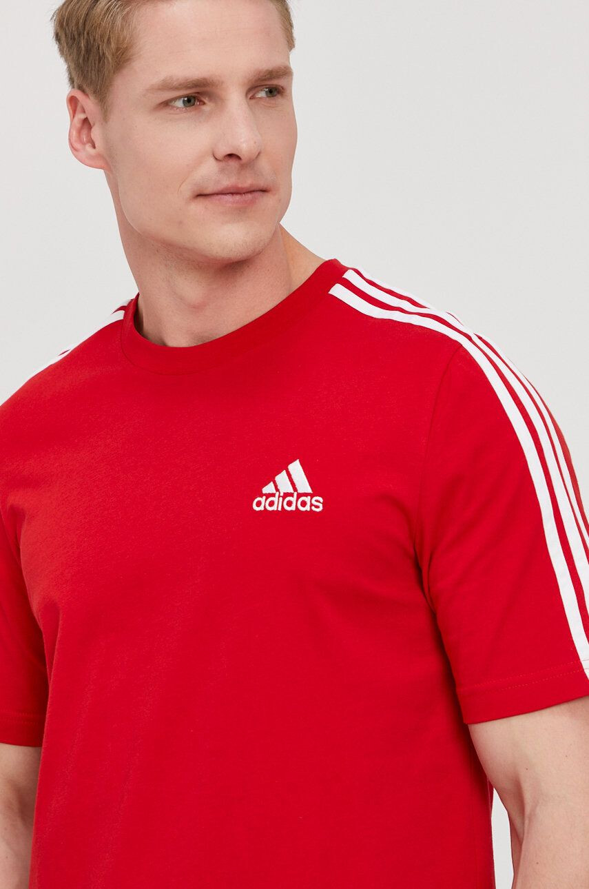 adidas Тениска GL3736 мъжка в червено с апликация - Pepit.bg