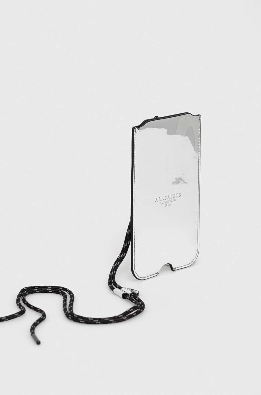 AllSaints Кожен калъф за телефон в сребристо - Pepit.bg
