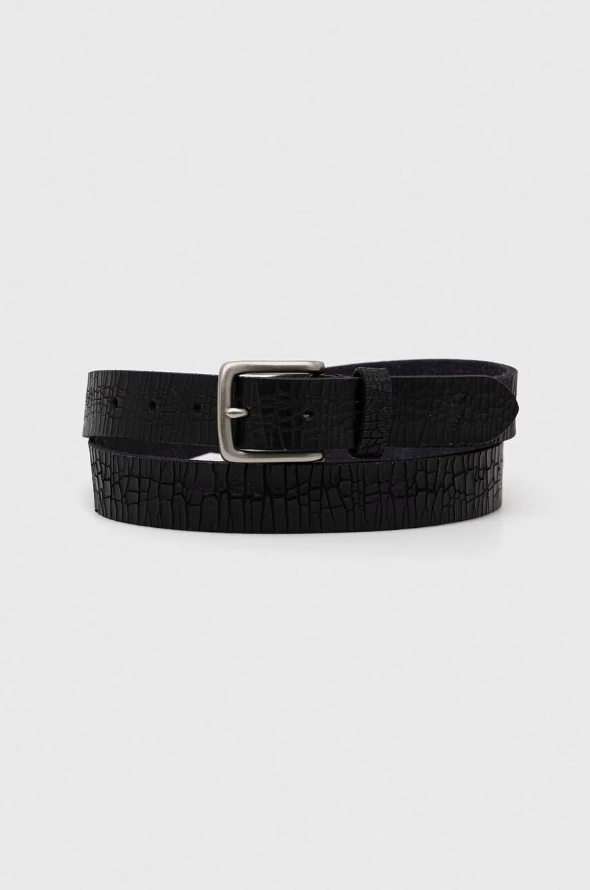 AllSaints Кожен колан мъжки в черно - Pepit.bg
