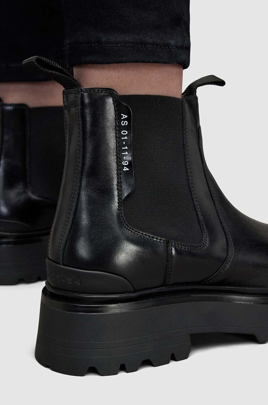 AllSaints Кожени боти челси Arlo в черно с платформа - Pepit.bg