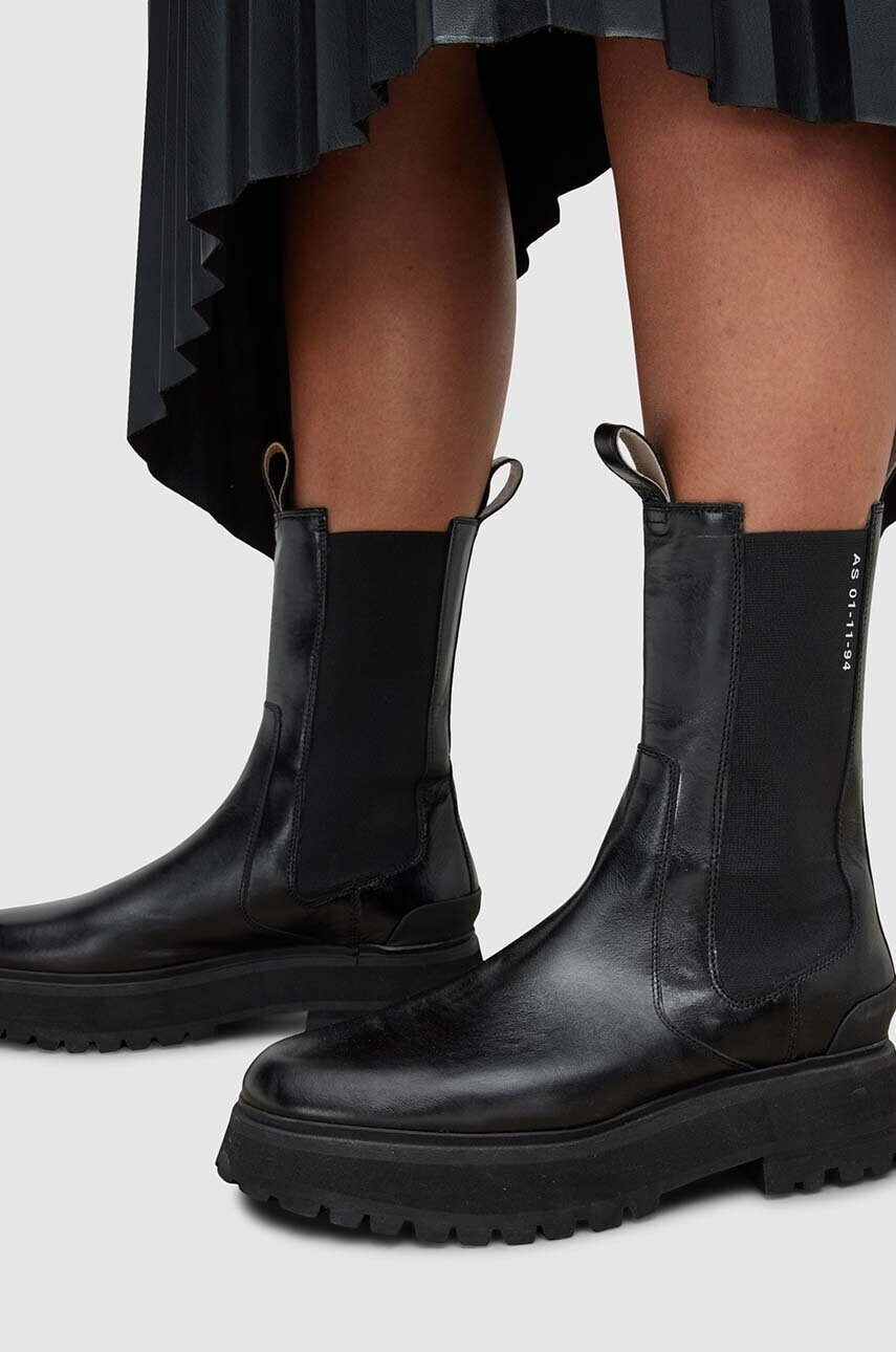 AllSaints Кожени боти челси Amber в черно с платформа - Pepit.bg
