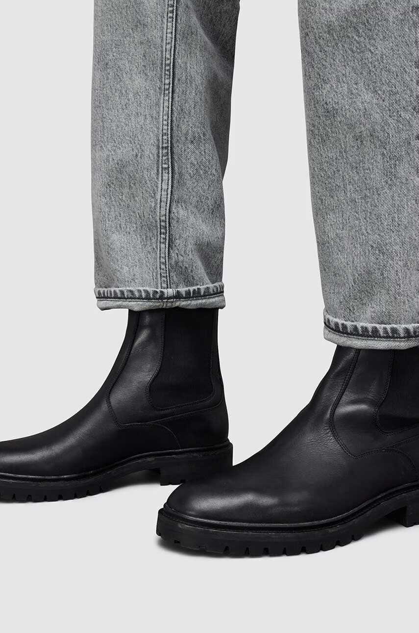 AllSaints Кожени боти челси Melos Chelsea мъжки в черно - Pepit.bg