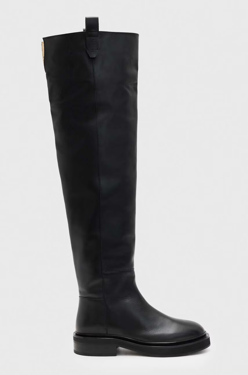 AllSaints Кожени ботуши Mindy в черно с равна подметка - Pepit.bg