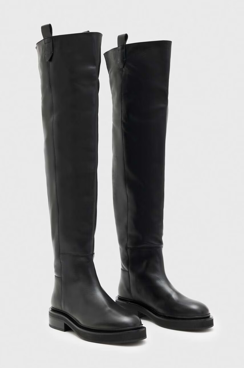 AllSaints Кожени ботуши Mindy в черно с равна подметка - Pepit.bg