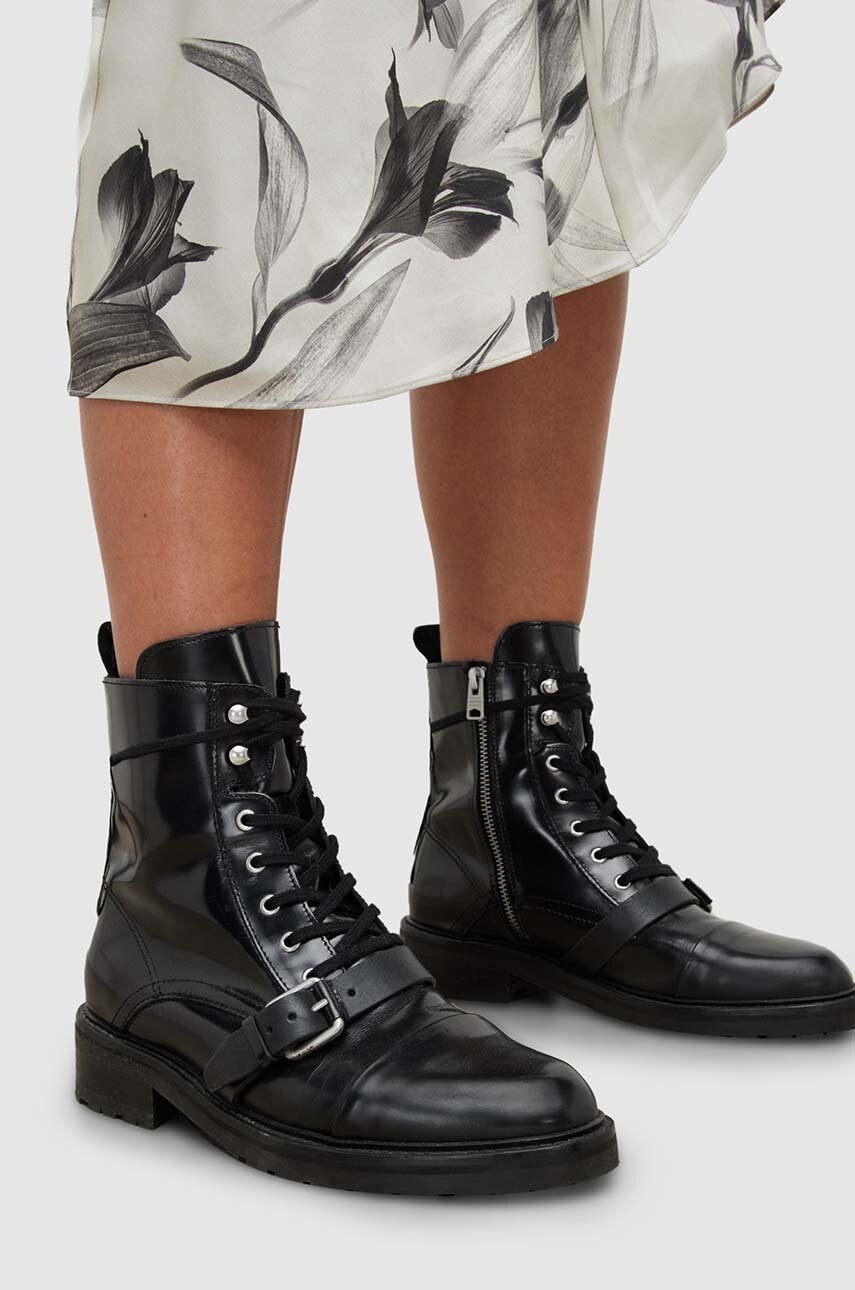 AllSaints Кожени кубинки Donita в черно с платформа - Pepit.bg