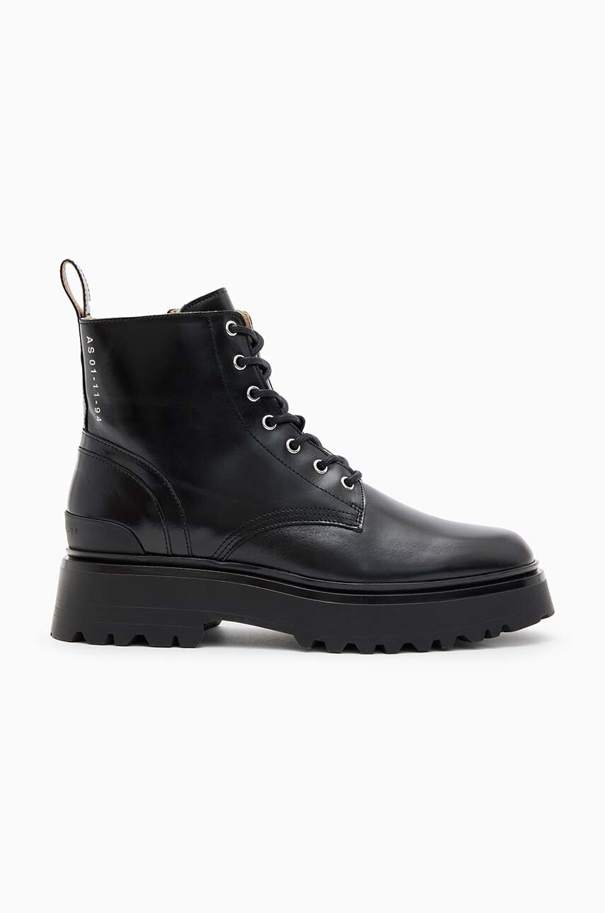 AllSaints Кожени кубинки Flint в черно с платформа - Pepit.bg