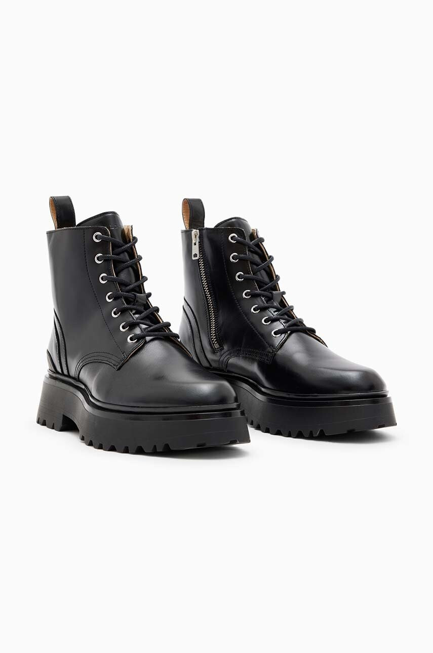 AllSaints Кожени кубинки Flint в черно с платформа - Pepit.bg
