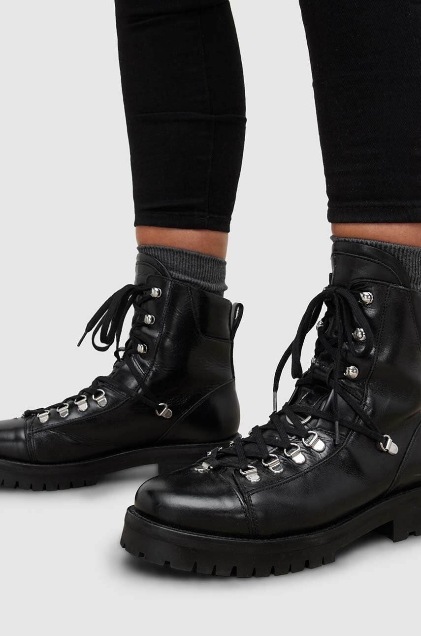AllSaints Кожени кубинки Franka в черно с платформа - Pepit.bg