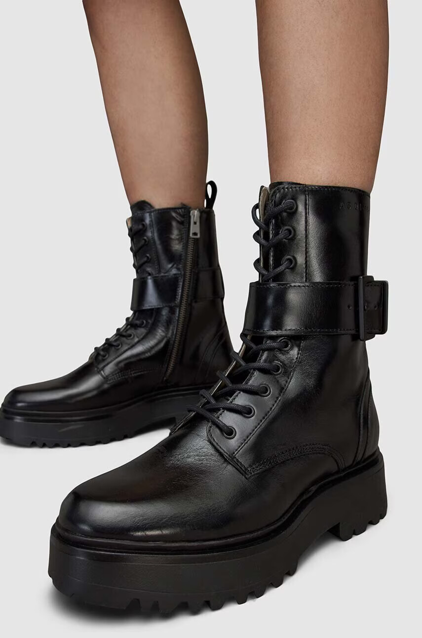 AllSaints Кожени кубинки Onyx в черно с равна подметка - Pepit.bg
