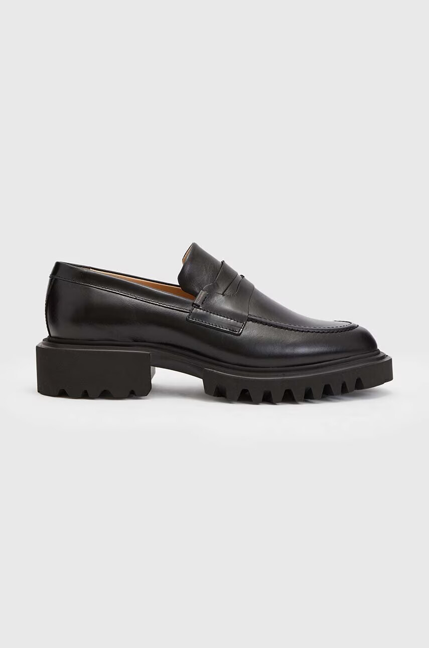 AllSaints Кожени мокасини Lola Loafer в черно с платформа - Pepit.bg