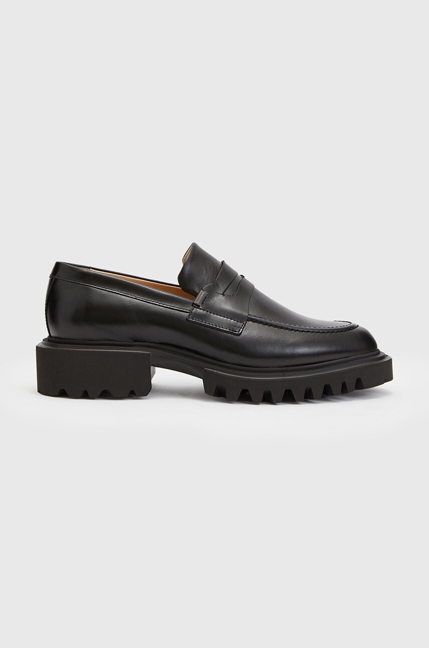 AllSaints Кожени мокасини Lola Loafer в черно с платформа - Pepit.bg