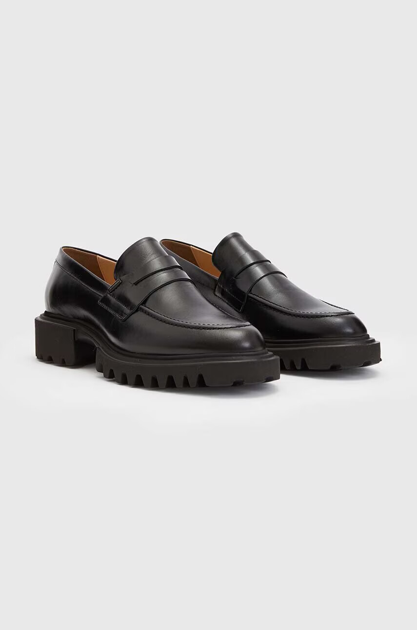 AllSaints Кожени мокасини Lola Loafer в черно с платформа - Pepit.bg