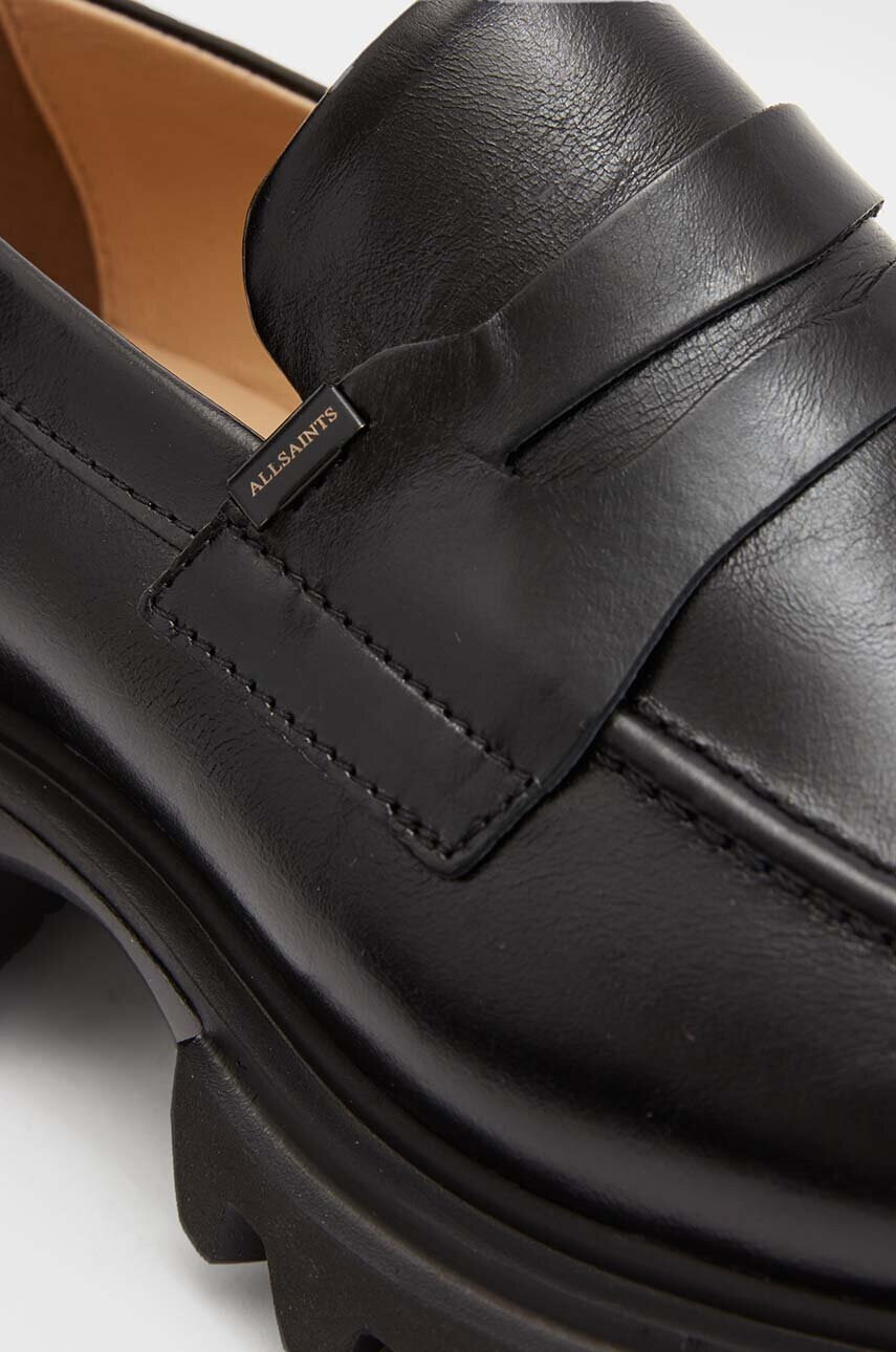 AllSaints Кожени мокасини Lola Loafer в черно с платформа - Pepit.bg