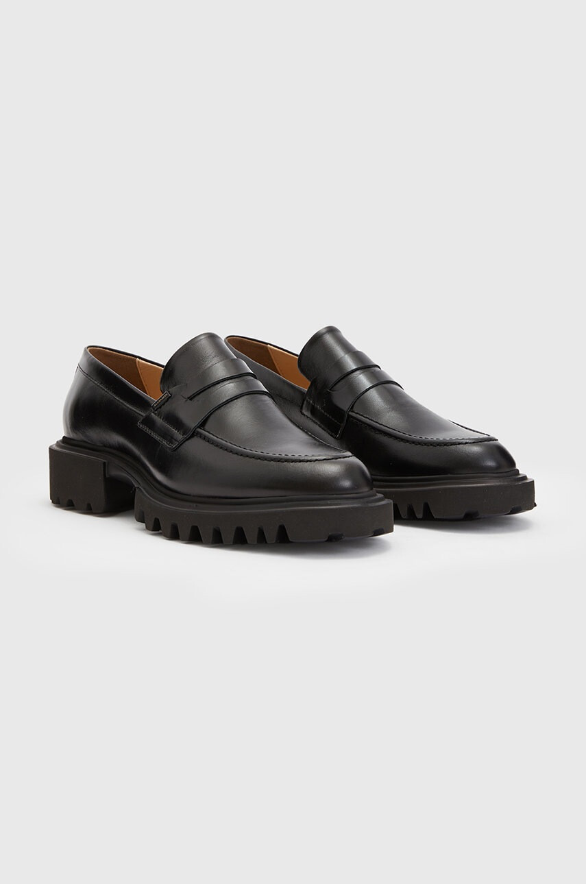 AllSaints Кожени мокасини Lola Loafer в черно с платформа - Pepit.bg