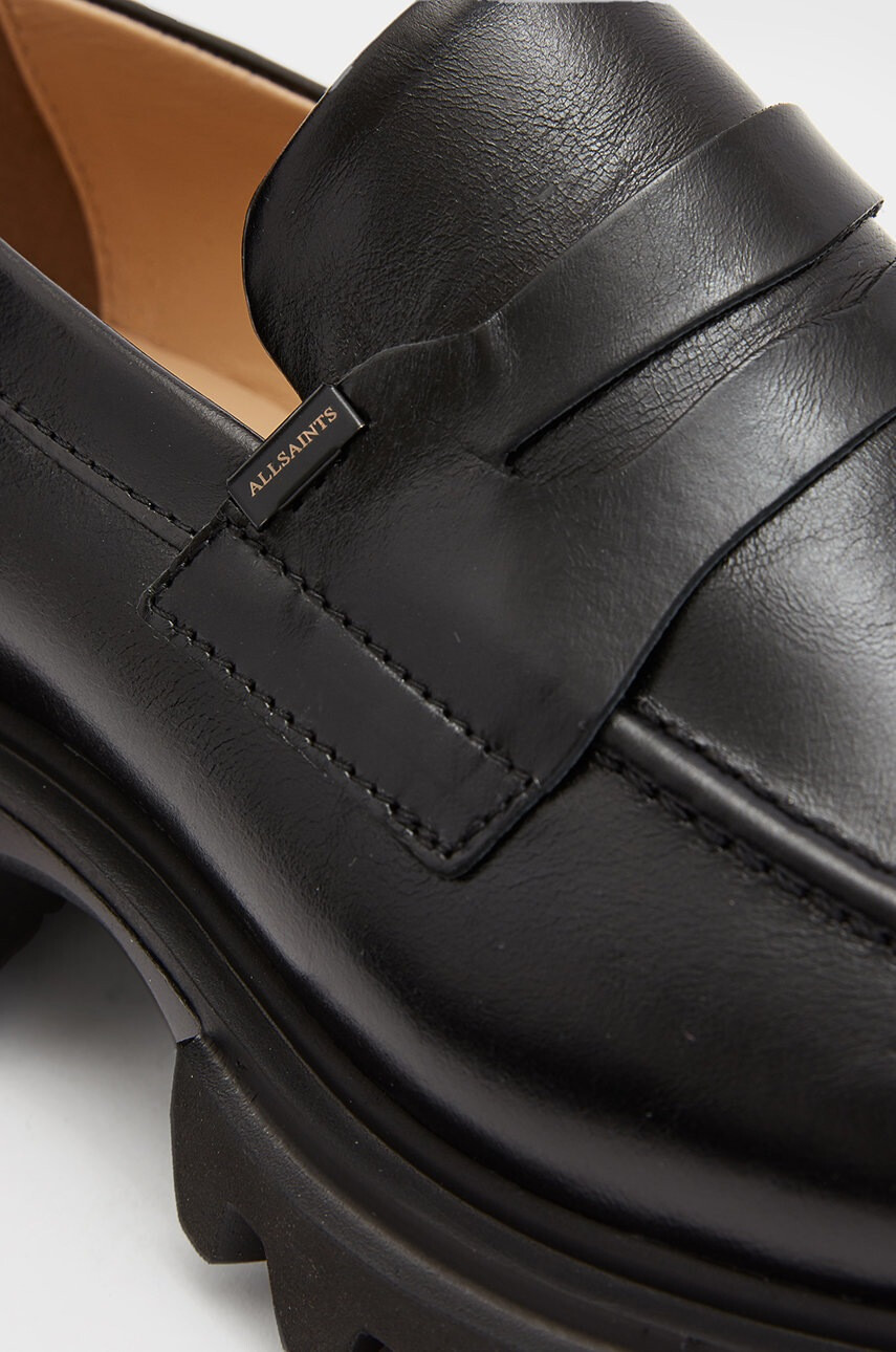 AllSaints Кожени мокасини Lola Loafer в черно с платформа - Pepit.bg