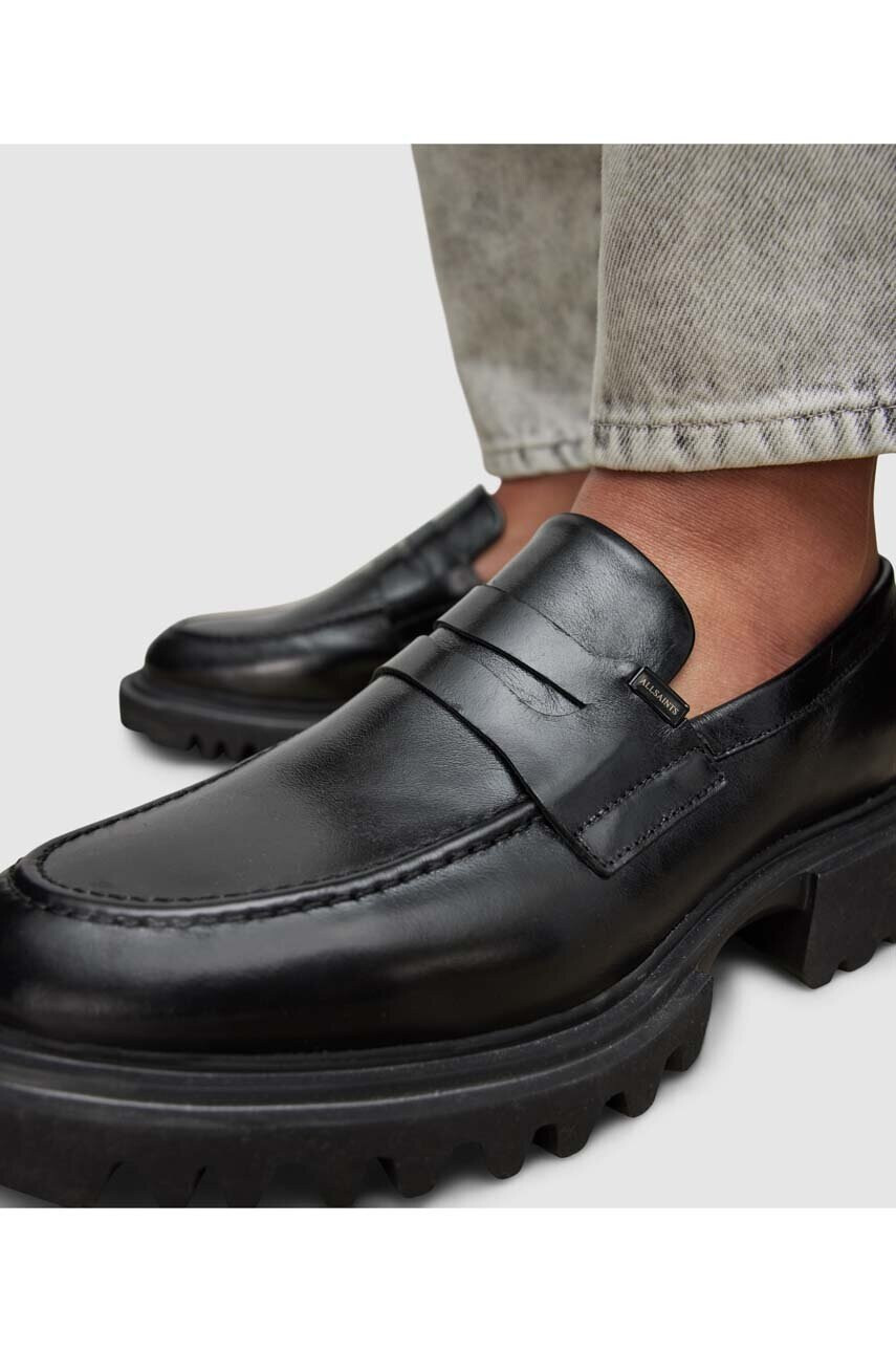 AllSaints Кожени мокасини Lola Loafer в черно с платформа - Pepit.bg