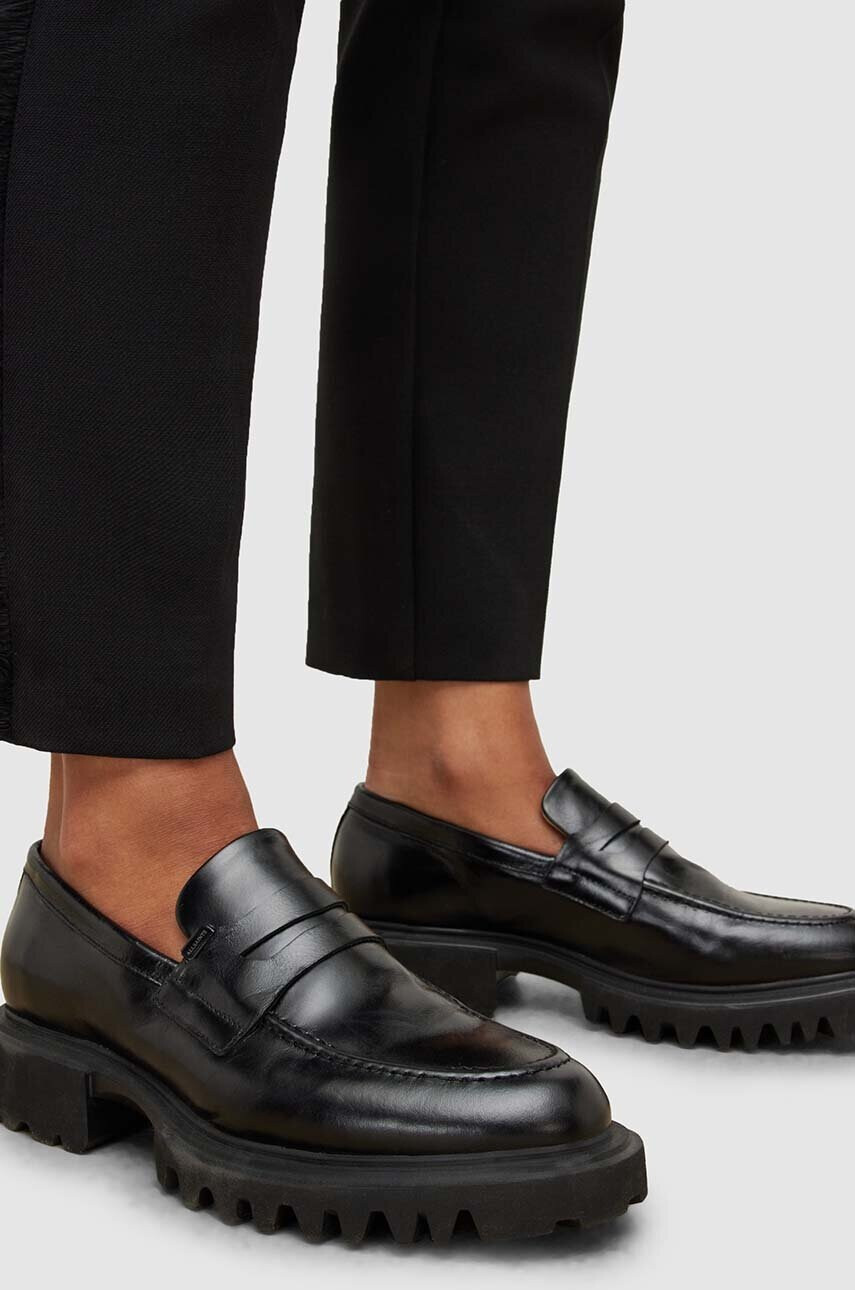 AllSaints Кожени мокасини Lola Loafer в черно с платформа - Pepit.bg