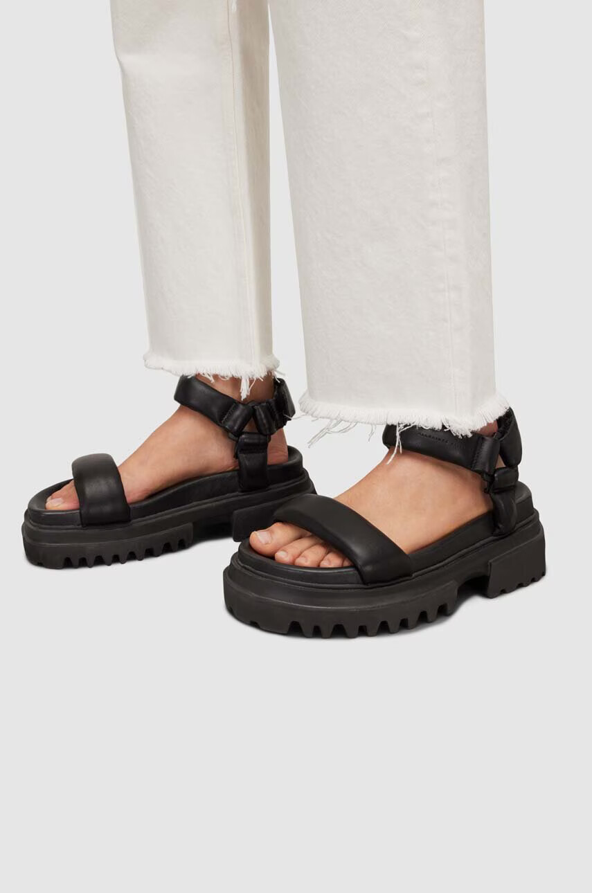AllSaints Кожени сандали Helium в черно с платформа WF612Y - Pepit.bg