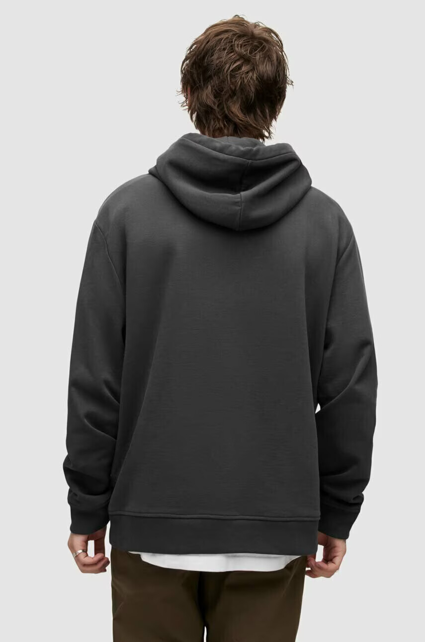 AllSaints Памучен суичър в черно с качулка с принт - Pepit.bg