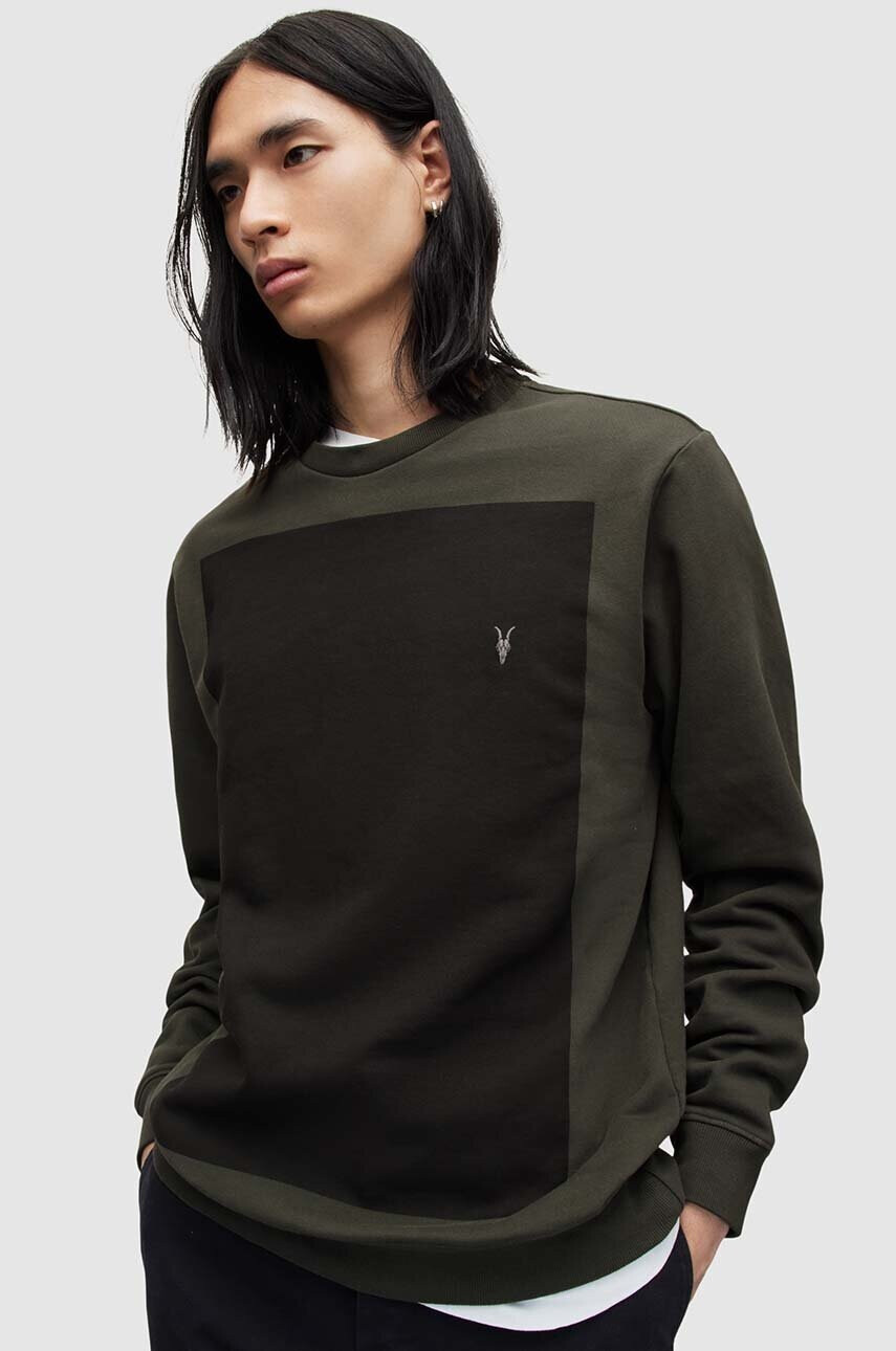 AllSaints Памучен суичър в зелено - Pepit.bg