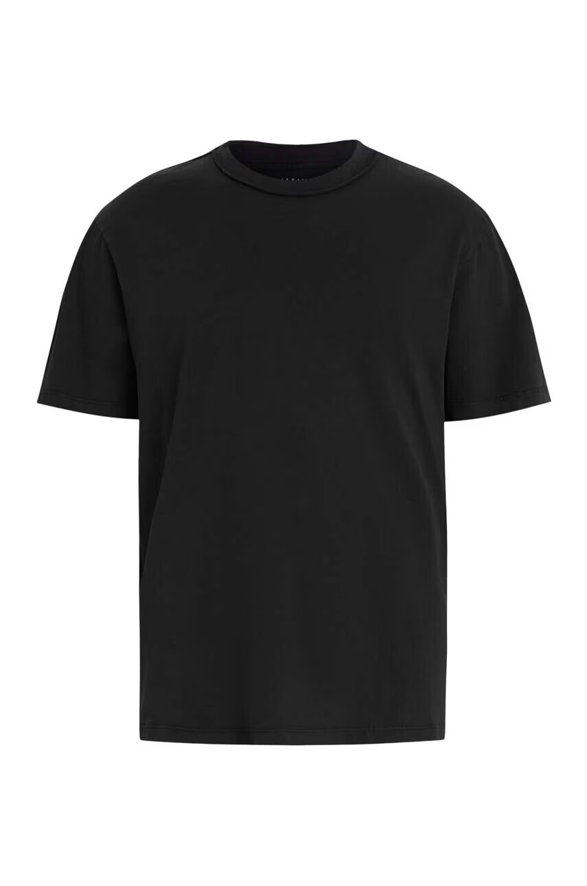 AllSaints Памучна тениска в черно с изчистен дизайн - Pepit.bg